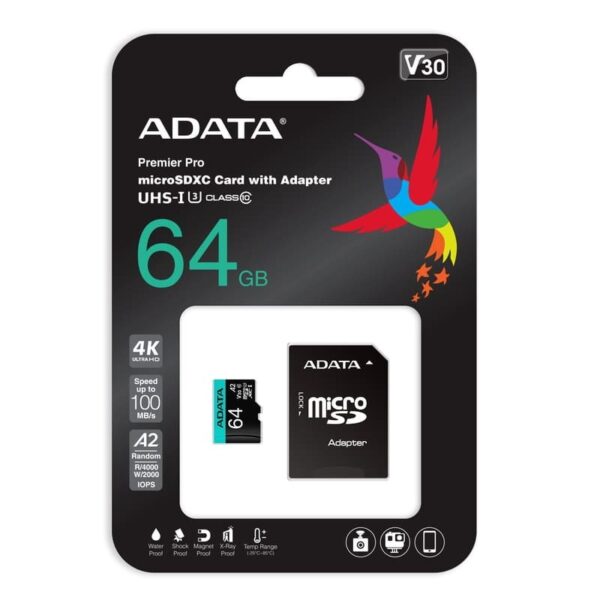 Карта памет Adata Premier Pro Micro SD U3 V30 64GB