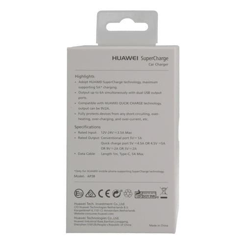 Зарядно за кола Huawei SuperCharge 22.5W USB-C AP38